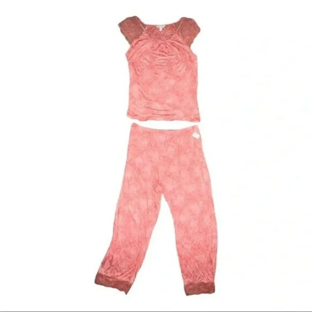 Charter Club Coral Daisy Lace Short Sleeve PJ Set Extra Small NWT